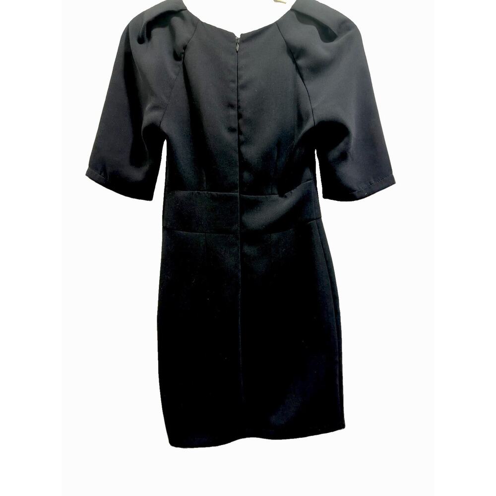 Blaque Label XS Black Sheath Dress Puff Short Sleeve Tulip Hem Career Cocktail - Picture 4 of 6